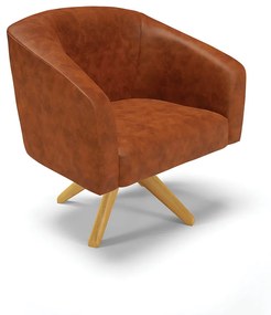 Poltrona Decorativa Giratória MA30 Stella Sintético PU Nozes D03 - D'Rossi