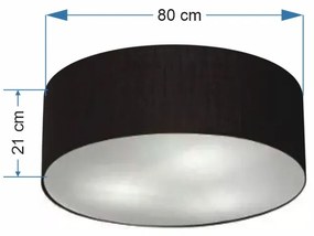 Plafon Cilíndrico Vivare Md-3055 Cúpula em Tecido 80x21cm - Bivolt - Preto - 110V/220V