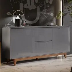 Buffet Aparador para Sala de Jantar 163cm Flow Cinza - EJ Móveis