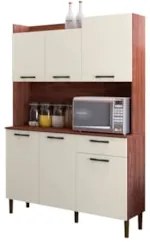 Armário de Cozinha Compacta 121cm Pádua K02 Nogueira/Off White - Mpoze