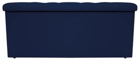 Recamier Baú Estofada Mel 90 cm Solteiro Com Capitonê  Suede Azul Marinho - ADJ Decor