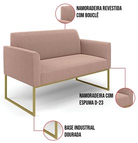 Namoradeira e Poltrona Industrial Dourado Marisa Bouclê Rosê D03 - D'Rossi