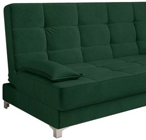 Sofá Cama Equador 193 cm Encosto Reclinável Veludo Pés Plástico Cromado - D'Rossi - Verde Militar