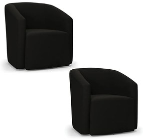 Poltrona Decorativa Base Giratória Kit 2 Stella Max Suede D03 - D'Rossi - Preto