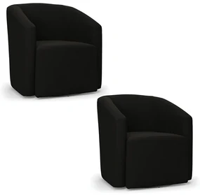 Poltrona Decorativa Base GiratĂłria Kit 2 Stella Max Suede D03 - D'Rossi - Preto