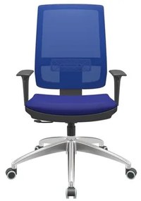 Cadeira Office Brizza Tela Azul Assento Aero Azul RelaxPlax Base Aluminio 120cm - 63831 Sun House