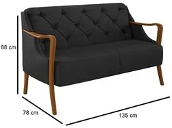 Kit Namoradeira 135cm e 2 Poltronas Decorativas Capitonê Lapa M22 PU P