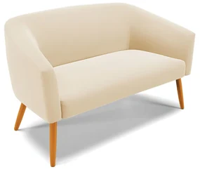 Namoradeira 02 Lugares Stella Suede Pés Palito Castanho - D'Rossi - Bege