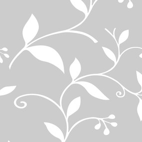 Papel de Parede Floral Cinza e Branco 0.52m x 3.00m