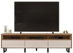Rack Bancada para TV 75 Pol Pés Estilo Industrial Alfa D04 Off White/F