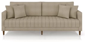 Sofá Living Decorativo Hamburgo 2 Lugares 156cm com Almofadas Pés em Madeira Bouclê Bege G33 - Gran Belo