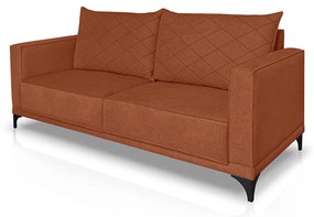 Sofá Living 2 Lugares com Pés de Ferro Almofadas Soltas 160cm Neso Bouclê Terracota G63 - Gran belo