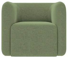 Poltrona Decorativa Sala de Estar Trinidad Base Fixa Bouclê Verde Oliva G33 - Gran Belo