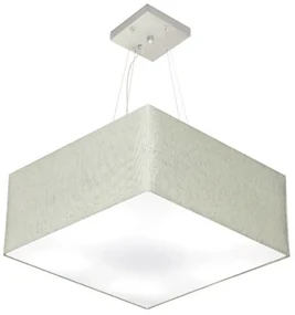 Lustre Pendente Quadrado Md-4071 Cúpula em Tecido 30/70x70cm Rustico Cinza - Bivolt