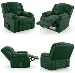 Poltrona do Papai Reclinável Pietra Power Touch Massagem FH9 PU Verde