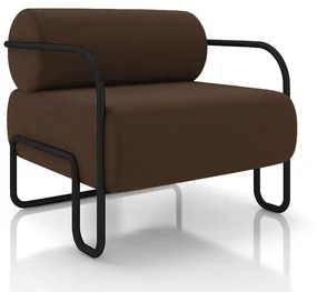 Poltrona Sala de Estar Industrial Preto Ameli Veludo Marrom K01 - D'Rossi