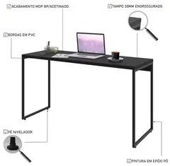 Mesa de Escritório Escrivaninha 135cm Dynamica Industrial C08 Preto Ôn