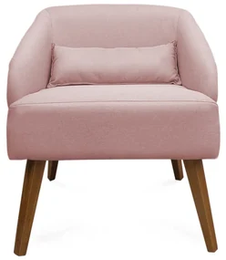 Poltrona Decorativa Lara Pés de Madeira Veludo Rosa - Sheep Estofados - Rosa