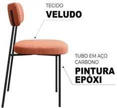 Kit 6 Cadeiras Estofadas Milli Veludo 400 F02 Terracota - Mpozenato