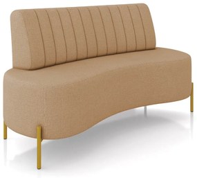 Sofá 2 Lugares Living 135cm Pé Ferro Dourado Maraú Linho Areia K01 - D'Rossi