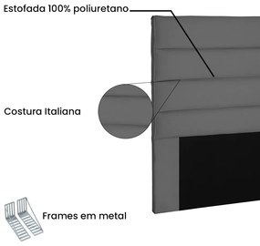 Cabeceira La Italiana Para Cama Box Solteiro 90 cm Suede Cinza- D'Rossi