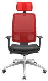 Cadeira Office Brizza Tela Vermelha Com Encosto Assento Facto Dunas Preto Autocompensador 126cm - 63078 Sun House