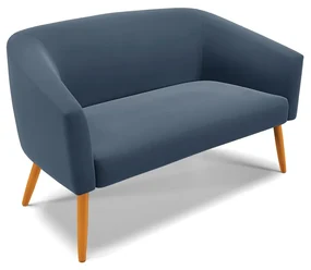 Namoradeira 02 Lugares Stella Suede Pés Palito Castanho D'Rossi - Azul Marinho