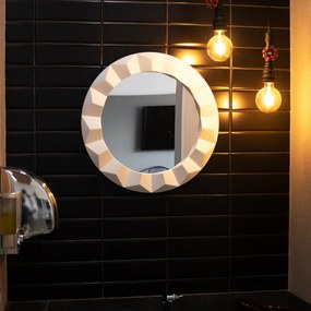 Espelho Decorativo Redondo com Moldura de Plastíco 3D Branco 55x55 cm - D'Rossi