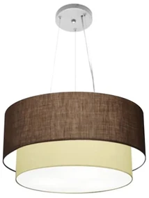 Pendente Cilíndrico Café e Bege MJ-4369 Para Mesa de Jantar e Estar