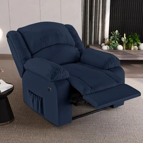 Poltrona do Papai Reclinável Sala de Cinema Madrid Power Elétrica PU Azul G23