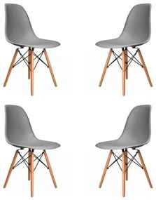 Kit 04 Cadeiras Eames Eiffel PP Cinza Base Madeira - 73127 Sun House