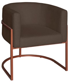 Poltrona Base Industrial Bronze Sala de Estar Lety Veludo Chocolate S05 - D'Rossi