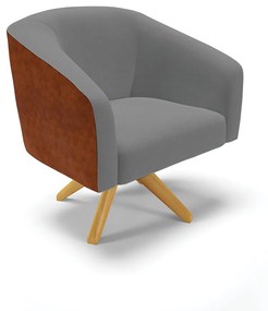 Poltrona Decorativa Giratória MA30 Stella Nozes/Linho D03 - D'Rossi - Cinza A26