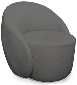 Poltrona Decorativa Orgânica Giratória Lua Suede D03 - D'Rossi - Grafite