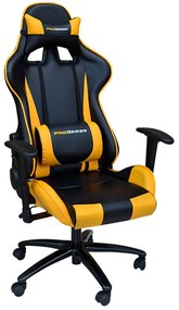 Cadeira Gamer Giratória Reclinável com Regulagem de Altura Ergonômica PRO-V Sport PU Sintético Preto/Amarelo - Gran Belo
