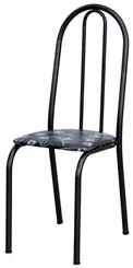 Kit 8 Cadeiras 050 América Cromo Preto/Florido - Artefamol