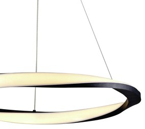 Pendente Wave Aro Simples Ø60Cm Led 30W 3000K Bivolt Preto - Usina Imp...