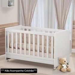 Berço Americano Mini Cama Com Rodízios Charme P14 Branco - Mpozenato