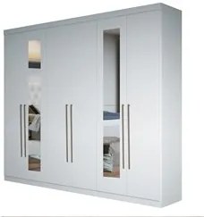 Guarda Roupa Casal Com Espelho 6 Portas Versalhes Branco - Santos Andi