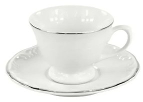 Xícara Café Com Pires 70Ml Porcelana Schmidt - Dec. Filetado Prata Pomerode 0012