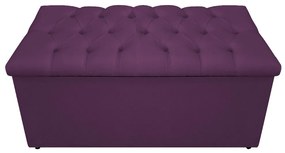 Recamier Baú Estofada Mel 90 cm Solteiro Com Capitonê  Suede Roxo - ADJ Decor