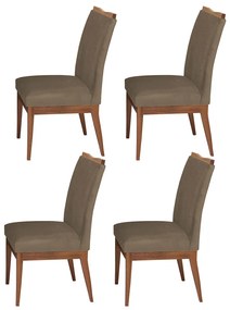 Conjunto 4 Cadeira Decorativa Leticia Aveludado Cappuccino