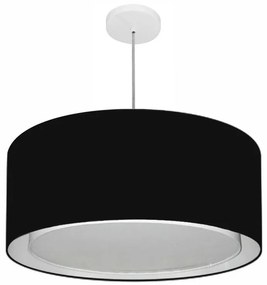 Lustre Pendente Cilíndrico Duplo Vivare Md-4298 Cúpula em Tecido 60x30cm - Bivolt