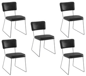 Kit 5 Cadeiras de Jantar Decorativa Base Aço Preto Luigi PU Preto G17 - Gran Belo