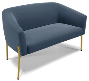 Sofá 2 Lugares Namoradeira Pé de Ferro Dourado Stella Suede D03 - D'Rossi - Azul Marinho