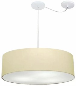 Lustre Pendente Cilíndrico Com Desvio Md-4265 Cúpula em Tecido 60x15cm Algodão Crú - Bivolt