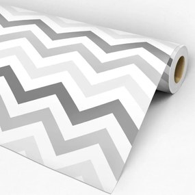 Papel de Parede Chevron Gradiente Cinza e Branco 0.52m x 3.00m