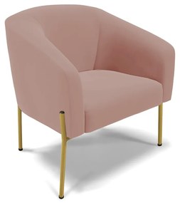 Poltrona Decorativa Pé de Ferro Dourado Stella Veludo D03 - D'Rossi - Rose
