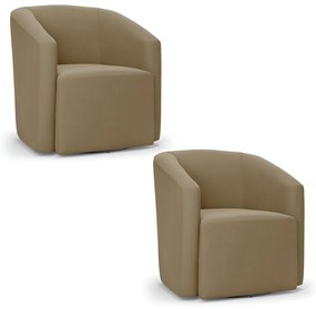 Poltrona Decorativa Base Giratória Kit 2 Stella Max Suede D03 - D'Rossi - Marrom Rato