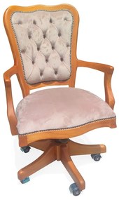 Cadeira com Braço Giratória Inglesa Capitonê Mel Ajuste de Altura e Relax Design de Luxo